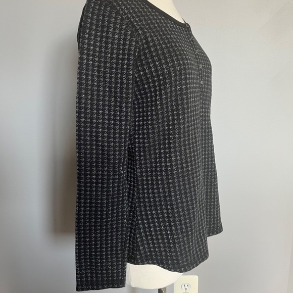 Scotch & Soda Houndstooth Dark Blue Casual Lurex Tee Buttons Cotton Sweater Top - Picture 3 of 10